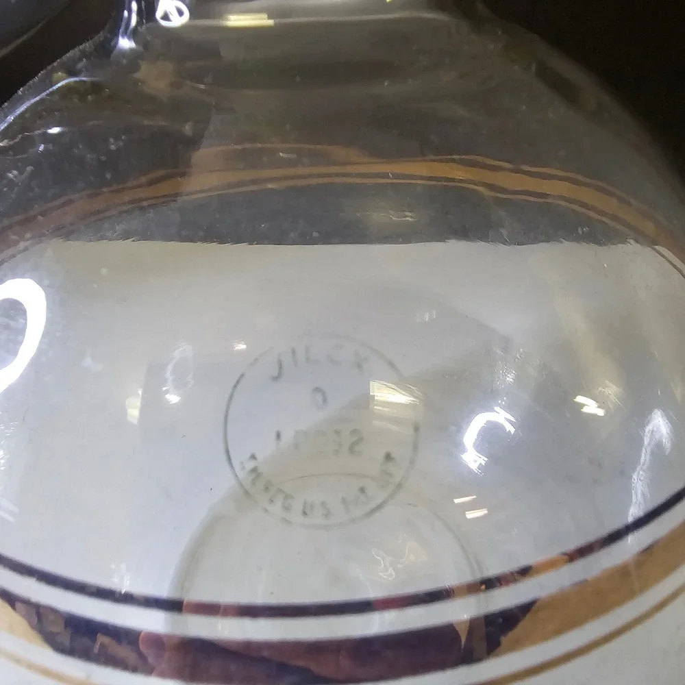 Vintage Silex Pyrex Glass Coffee Carafe Gold Tone Band Black Mid Century Modern